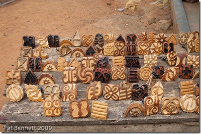 Stamps used in the production of adinkra textiles, made from calabash. Ntonso, Ghana.