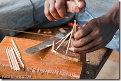 Making an adinkra stamp from calabash, Ntonso, Ghana.